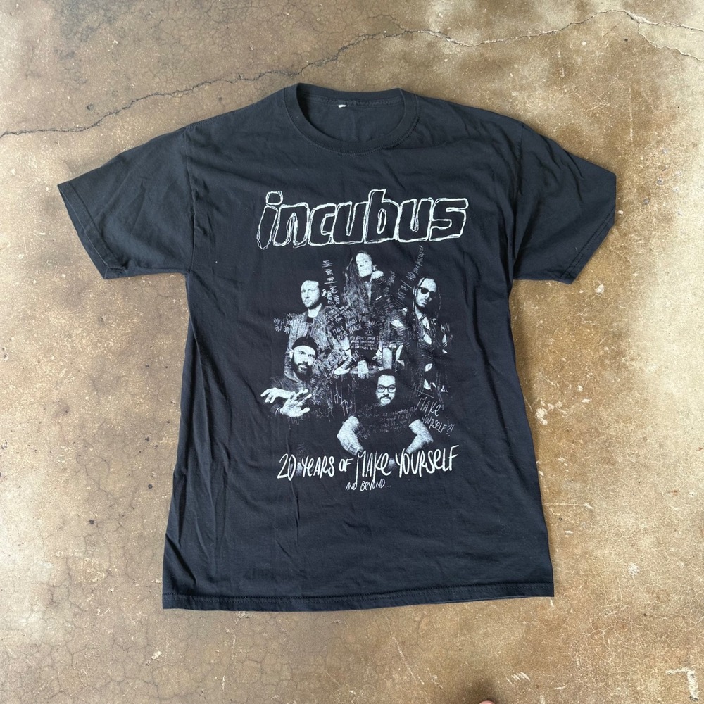 Incubus T-Shirt Mens M Black Excellent 20 Years of Make Yourself Tour Graphic